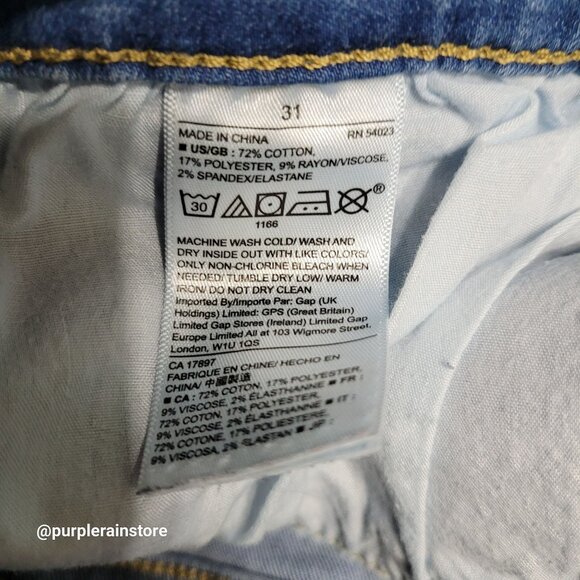 GAP Girlfriend Jeans Size 31 High Rise Medium Light Wash Stretch Denim - Picture 4 of 12